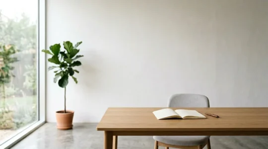 Entrepreneur analysant son marché de manière stratégique et équilibrée