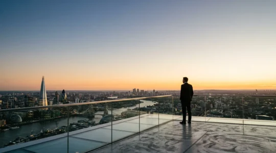 Dirigeant seul face à un horizon dégagé symbolisant clarté et décision lucide