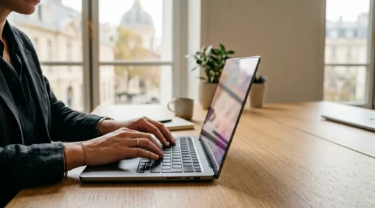 Entrepreneur accomplissant les formalités d'immatriculation d'entreprise sur le Guichet Unique français