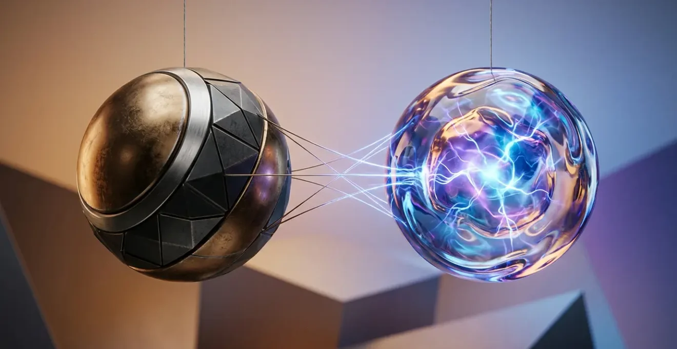 Représentation conceptuelle de l'équilibre stratégique entre innovation de rupture et produit existant dans l'entrepreneuriat