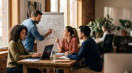 Entrepreneur dynamique dans une petite équipe agile répondant rapidement aux besoins des clients