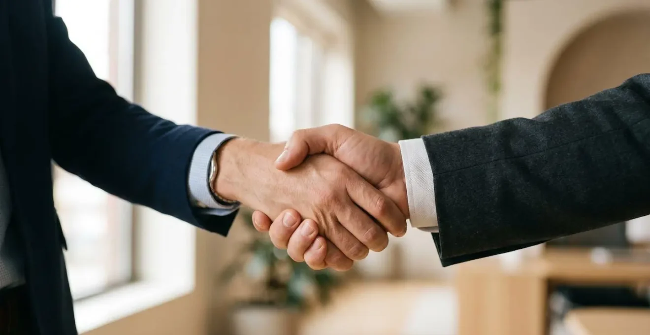Poignée de main professionnelle symbolisant un partenariat d'affaires entre entrepreneurs