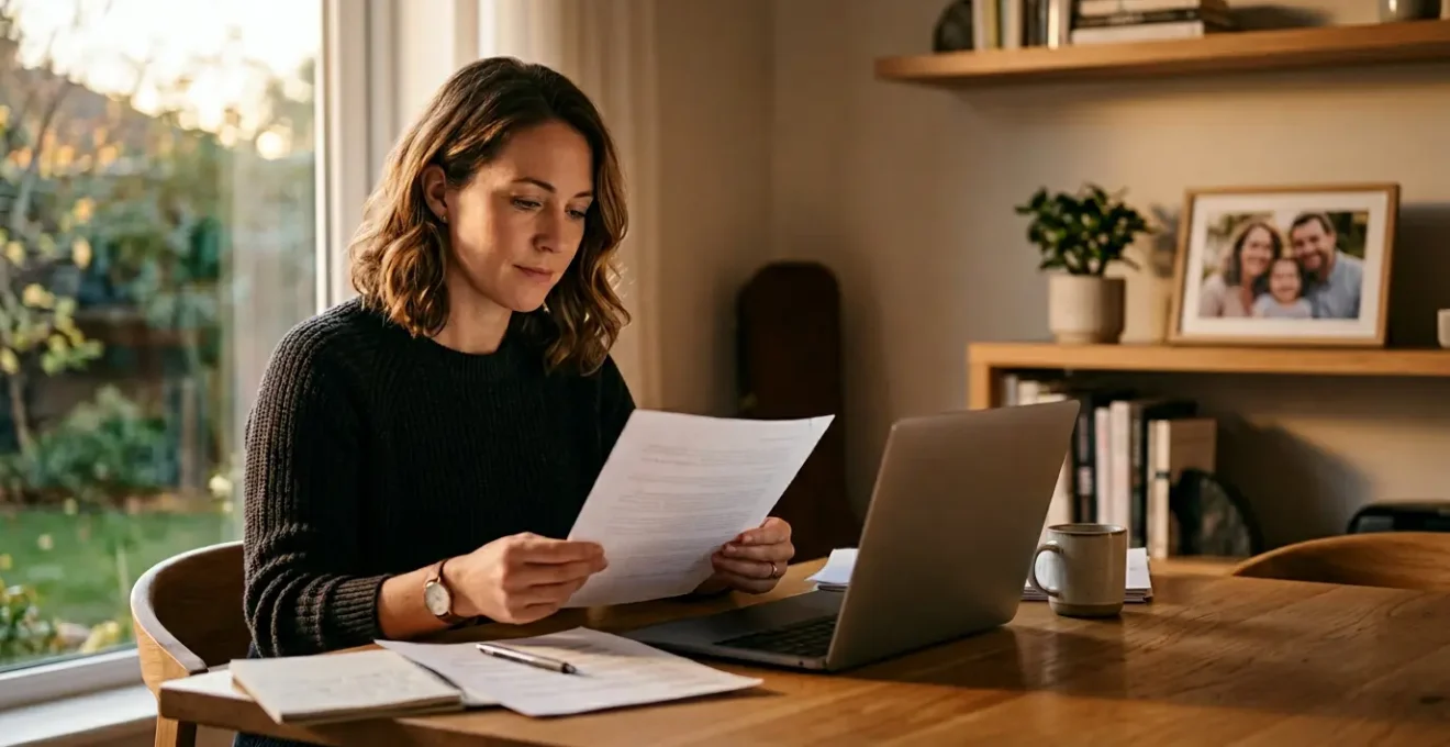 Professionnel serein travaillant sur son projet entrepreneurial dans un environnement familial apaisant