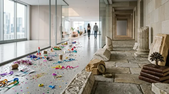 Représentation visuelle du concept de distinction entre tendances durables et modes éphémères dans le monde des affaires