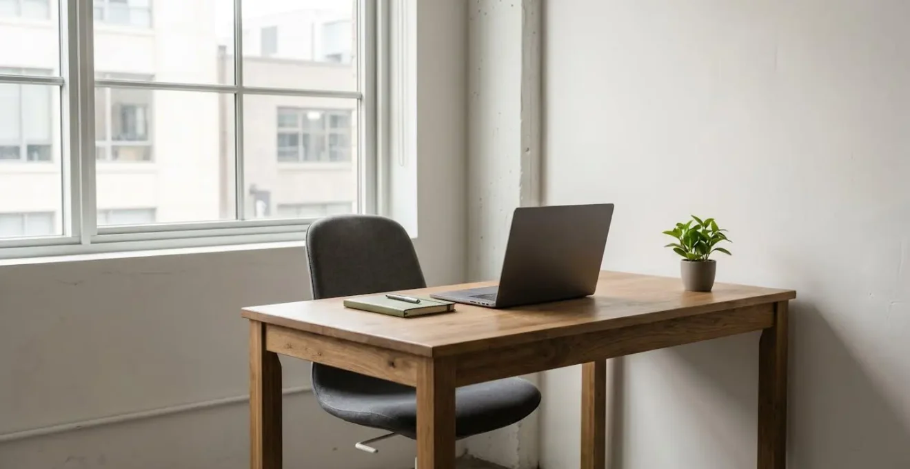 Espace de travail épuré et flexible illustrant l'approche frugale du bootstrapping